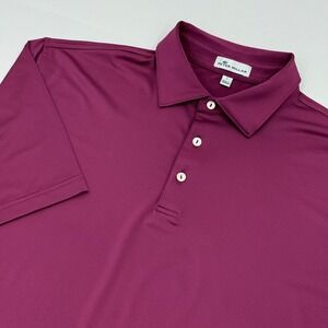 Peter Millar Sean Jersey Polo‎ Shirt Men Large Purple Short Sleeve Golf Stretch